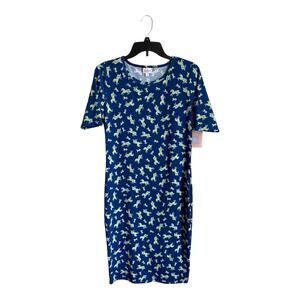 Lularoe Blue with Green Unicorns Julia Pencil Dress- Size Small NWT Made in USA